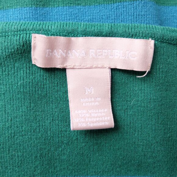 Banana Republic Green and Blue Striped Shoulder Button Sweater Blouse Size M - Picture 4 of 6